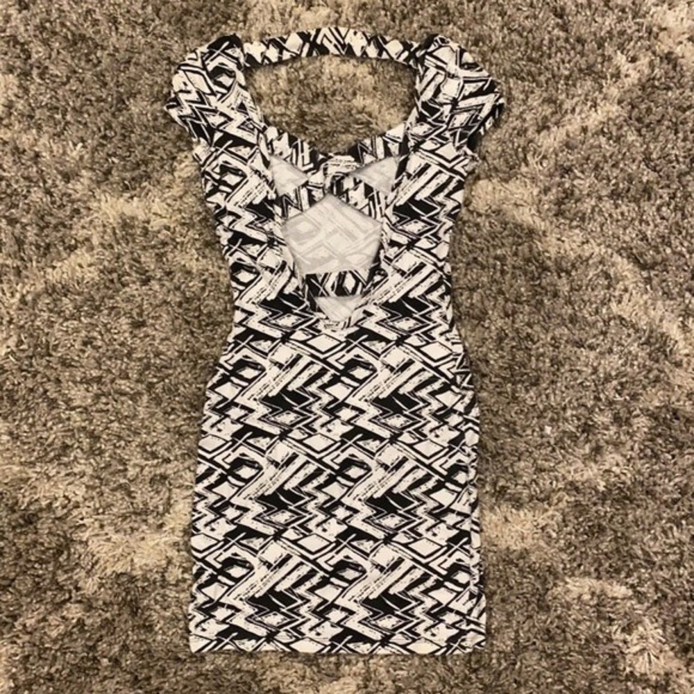 Vintage Charlotte Russe Y2K McBling Geometric Backless Bodycon Mini Dress - Picture 4 of 4